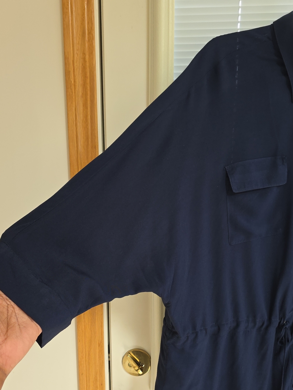 Zac & Rachel Navy Button-Front Drawstring Tunic - Picture 4 of 7